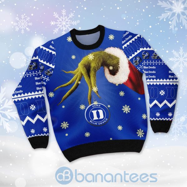 Duke Blue Devils Team Grinch Ugly Christmas 3D Sweater Product Photo