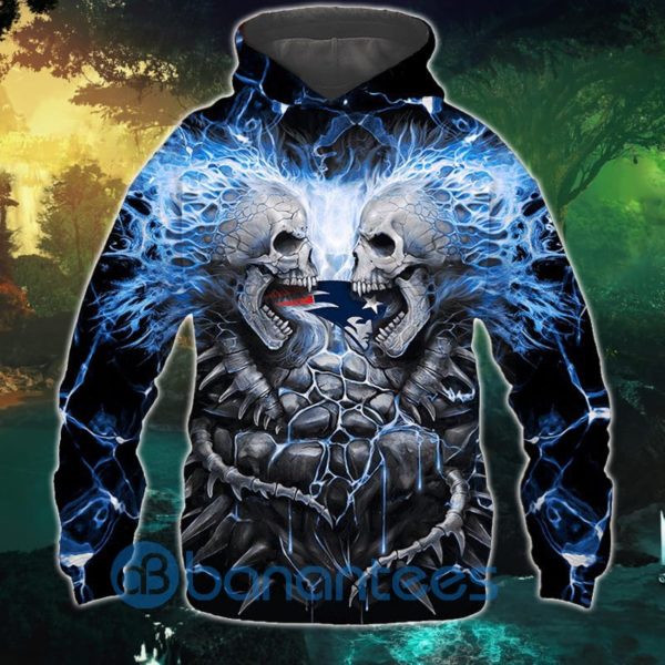 Electric New England Patriots Skull All Over Printed 3D Hoodie Zip Hoodie Product Photo