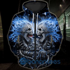 Electric New England Patriots Skull All Over Printed 3D Hoodie Zip Hoodie Product Photo