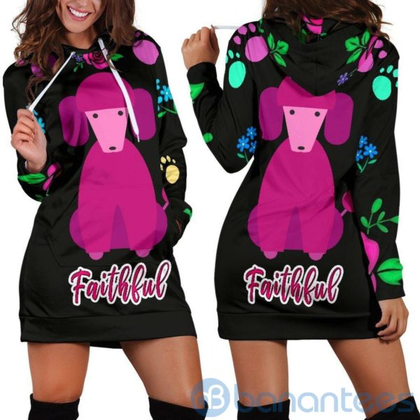 Faithful Pink Poodle Dog Hoodie Dress For Women Product Photo