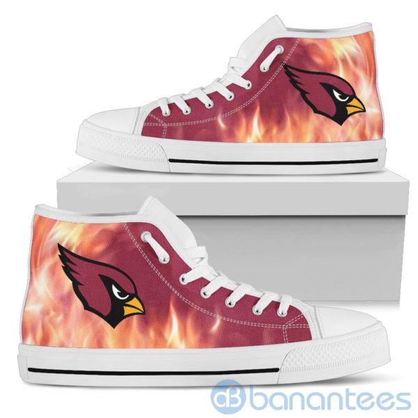 Fire And Logo Of Arizona Cardinals High Top Shoes Product Photo
