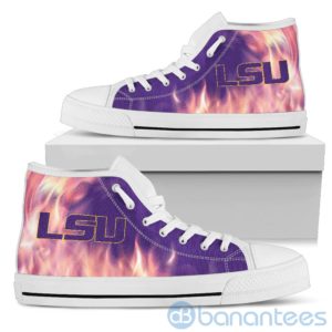 Fire And Logo Of LSU Tigers High Top Shoes Product Photo