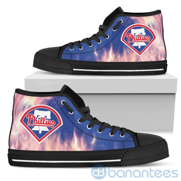 Fire And Logo Of Philadelphia Phillies High Top Shoes Product Photo