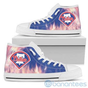 Fire And Logo Of Philadelphia Phillies High Top Shoes Product Photo