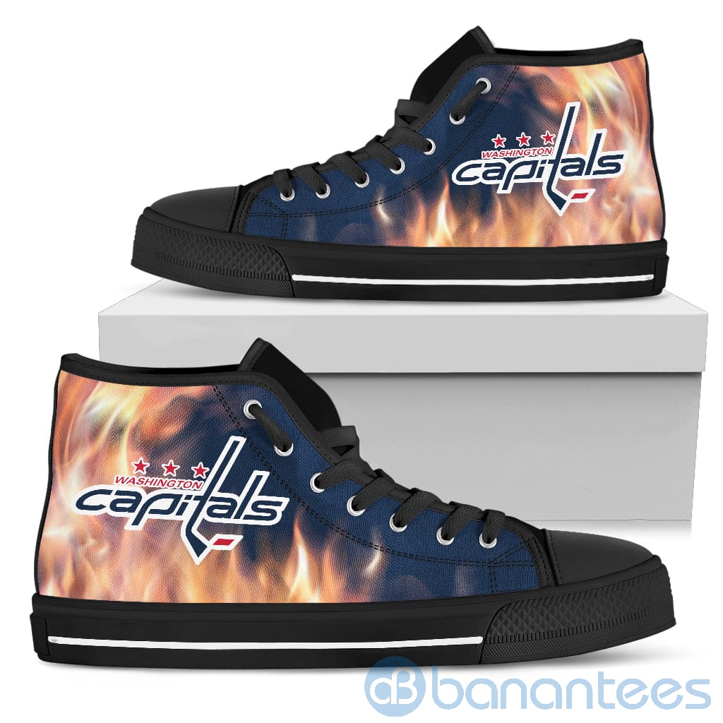 Fire And Logo Of Washington Capitals High Top Shoes