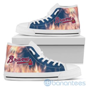 Fire And Logo Of?Atlanta Braves High Top Shoes Product Photo