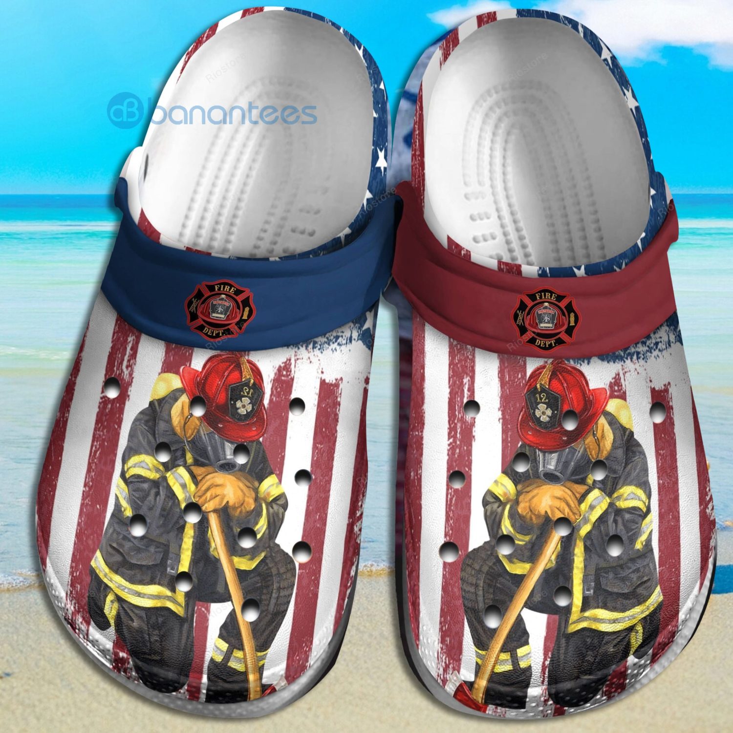 Firefighter American Flag Clog Shoes For Men And Women