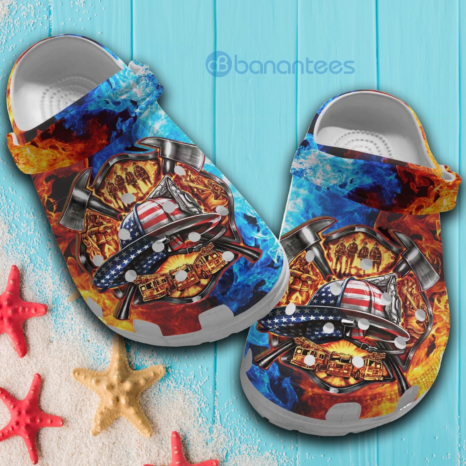 Firefighter Symbol American Flag Clog Shoes For Men And Women