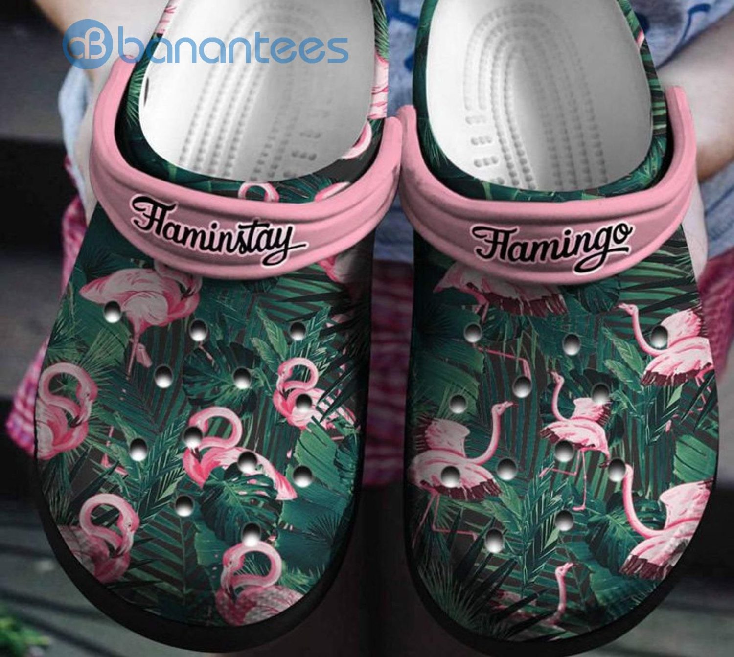 Flamingo Tropical Leaves Hawaii Clog Shoes For Men And Women