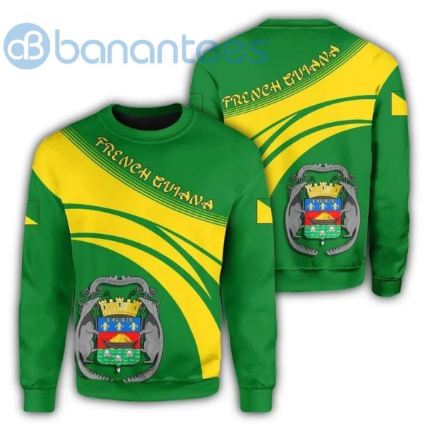 French Guiana Coat Of Arms Cricket Style Green All Over Printed 3D Sweatshirt Product Photo
