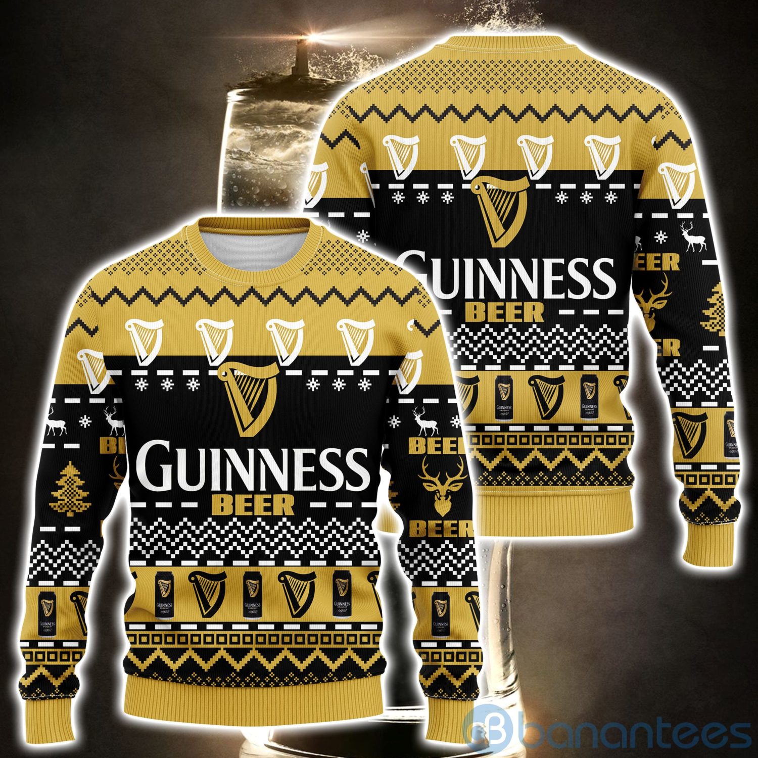 Geinness Beer Ugly Christmas All Over Printed 3D Shirt