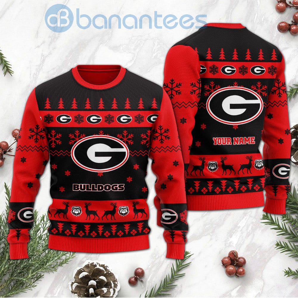Georgia Bulldogs Custom Name Personalized Ugly Christmas 3D Sweater