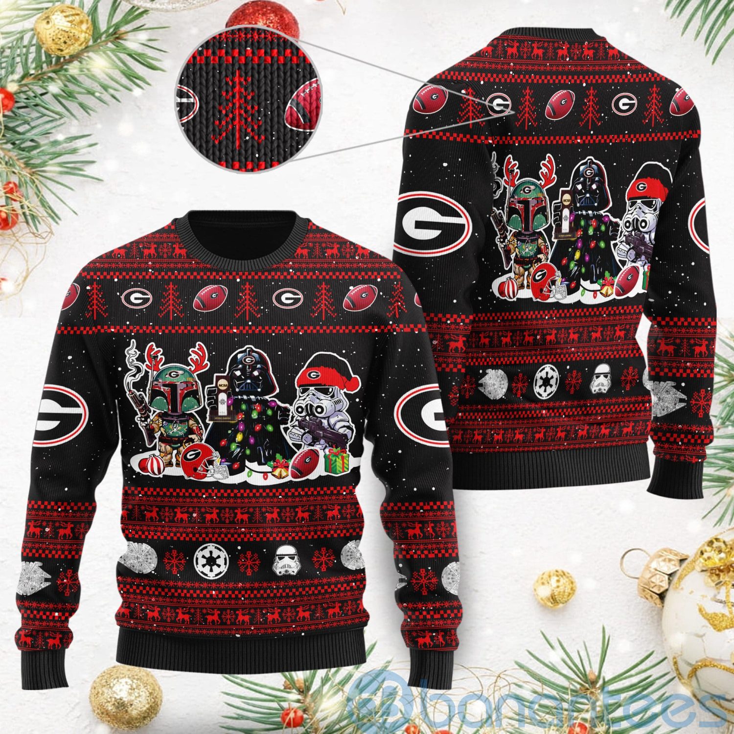 Georgia Bulldogs Star Wars Ugly Christmas 3D Sweater