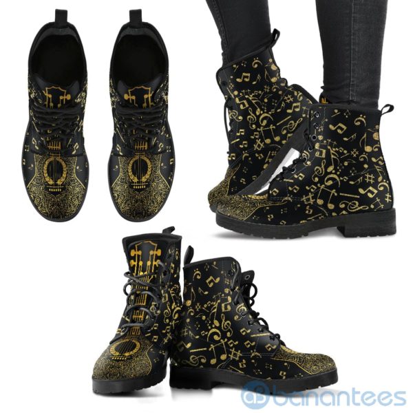 Gold Music Notes Music Lover Leather Boots Product Photo