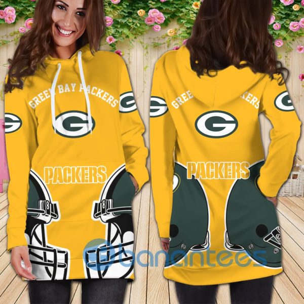 Green Bay Packers All Over Printed 3D Hoodie Dress For Women Product Photo