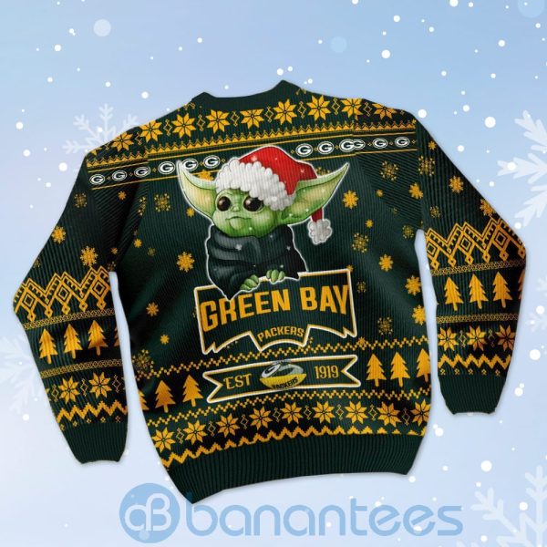 Green Bay Packers Cute Baby Yoda Grogu Ugly Christmas 3D Sweater Product Photo