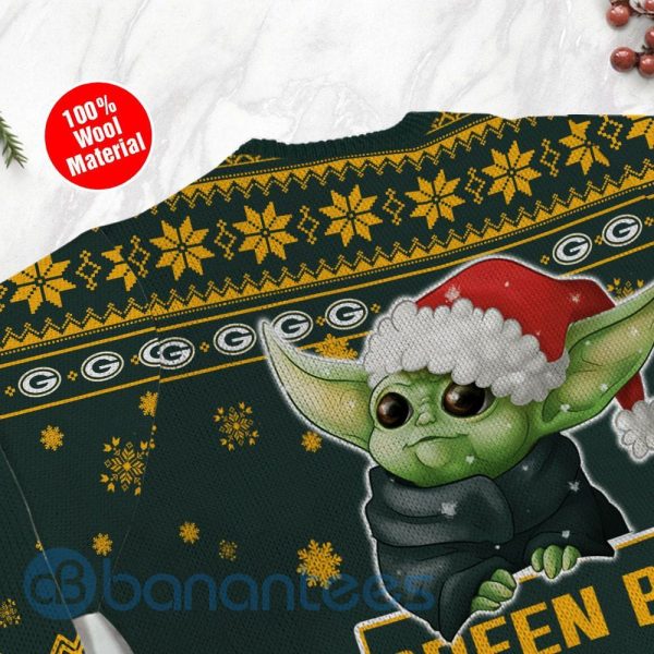 Green Bay Packers Cute Baby Yoda Grogu Ugly Christmas 3D Sweater Product Photo