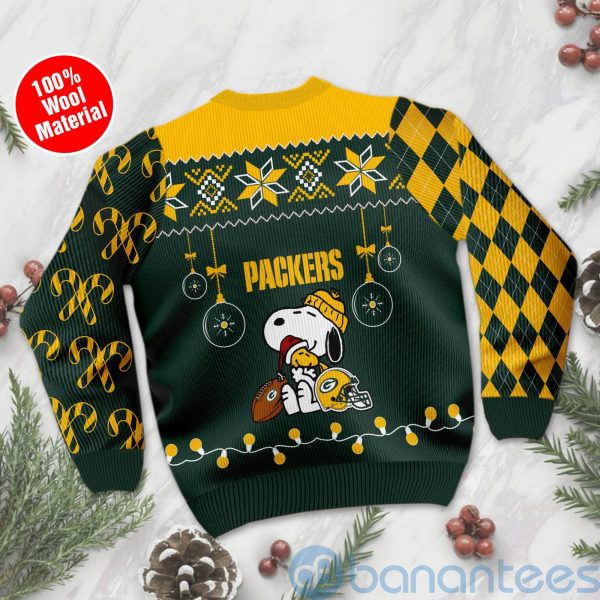 Green Bay Packers Funny Charlie Brown Peanuts Snoopy Christmas Tree Ugly Christmas 3D Sweater Product Photo