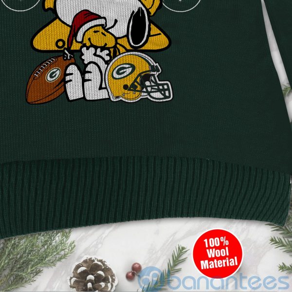Green Bay Packers Funny Charlie Brown Peanuts Snoopy Christmas Tree Ugly Christmas 3D Sweater Product Photo