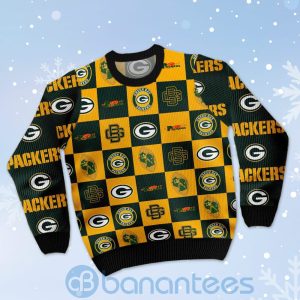 Green Bay Packers Logo Checkered Flannel Design Ugly Christmas 3D Sweater Product Photo