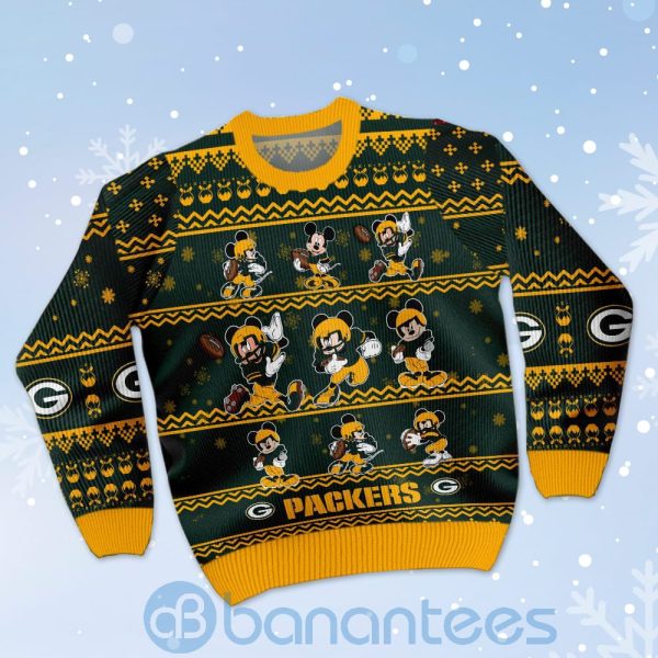 Green Bay Packers Mickey Mouse Ugly Christmas 3D Sweater Product Photo