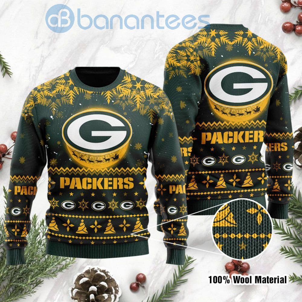 Green Bay Packers Santa Claus In The Moon Ugly Christmas 3D Sweater