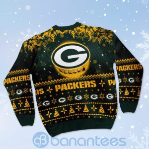 Green Bay Packers Santa Claus In The Moon Ugly Christmas 3D Sweater Product Photo