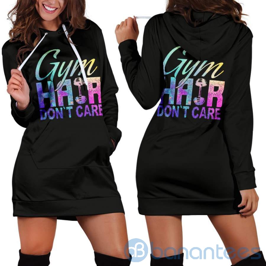 Gym Hair Don't Care Hoodie Dress For Women
