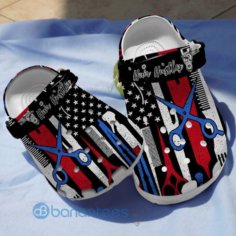 Hair Hustler American Barber 4Th Of July Clog Shoes For Men And Women