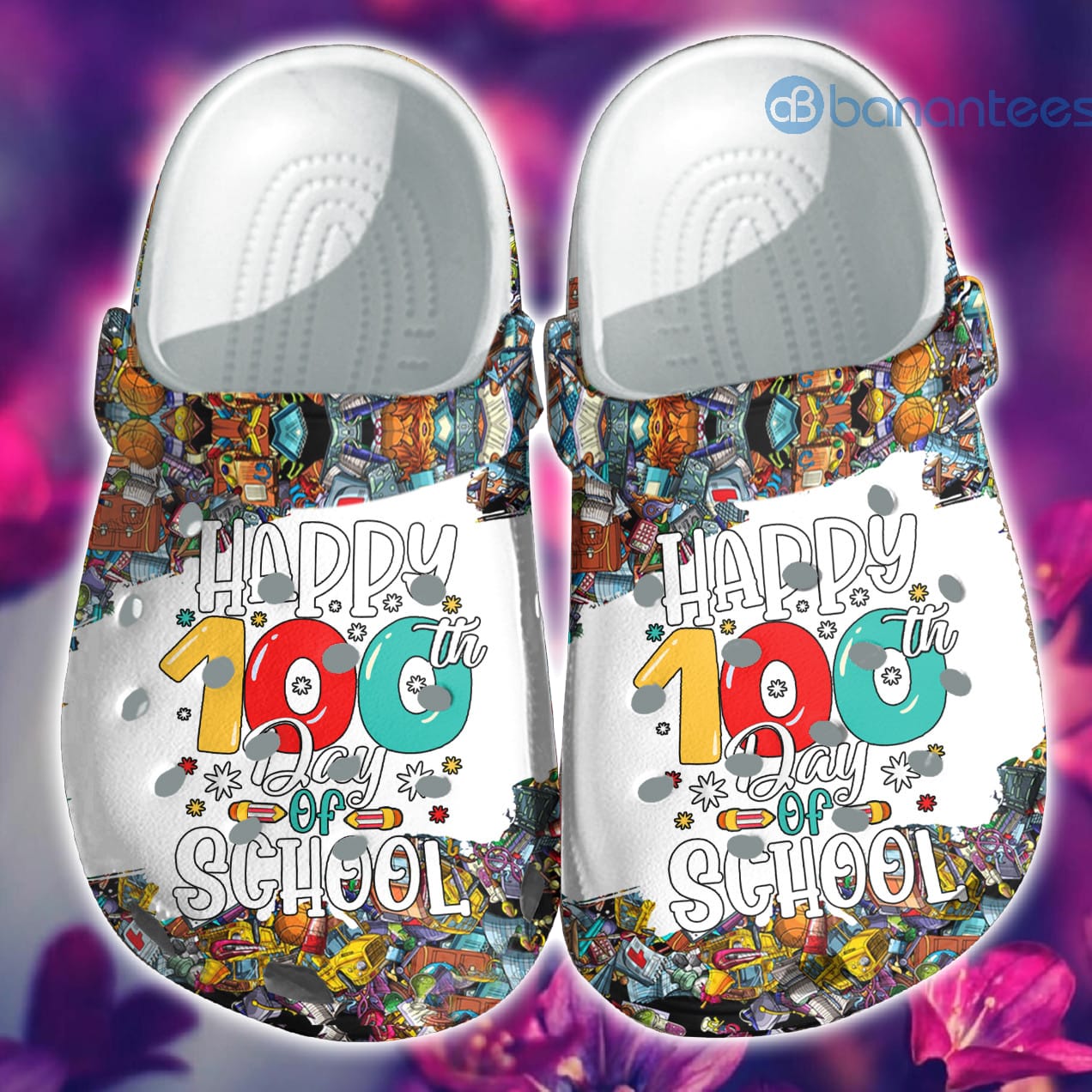 Happy 100Th Day Of School Lovely Clog Shoes For Men And Women