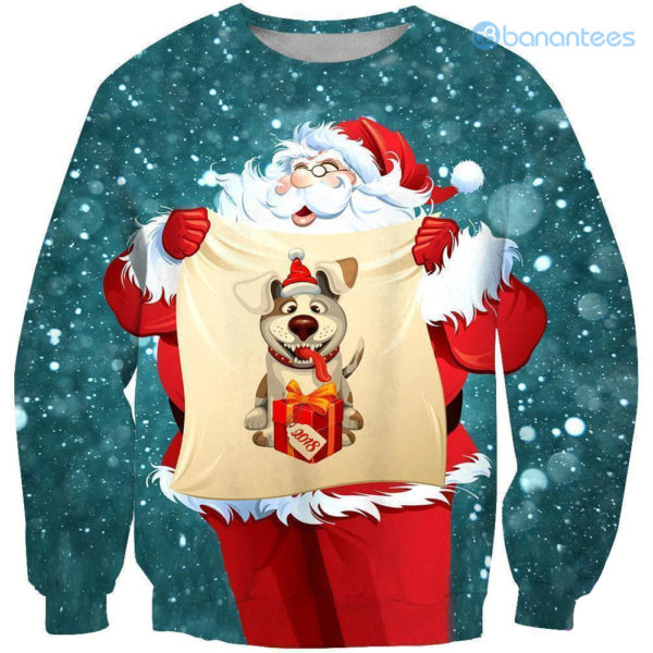 Happy Santa With Gift Ugly Christmas All Over Printed 3D Shirts - 3D Sweatshirt - Green
