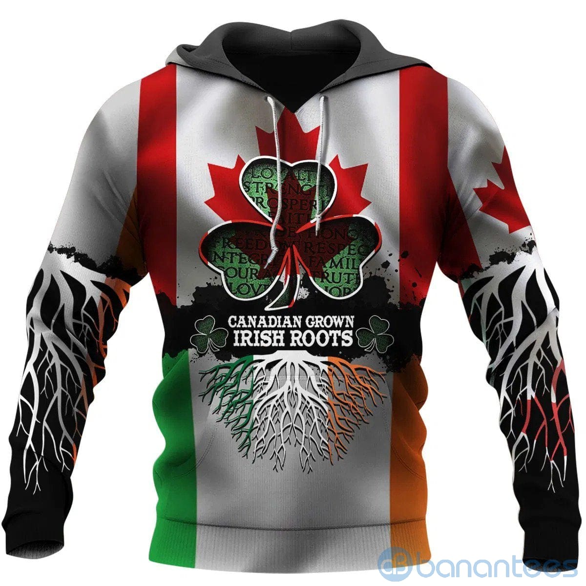 Happy St Patrick's Day Irish Roots Cadadian Grow All Over Printed 3D Hoodie