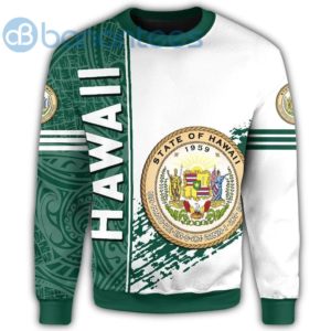 Hawaii Coat Of Arms Quarter Style White And Green All Over Printed 3D Sweatshirt Product Photo