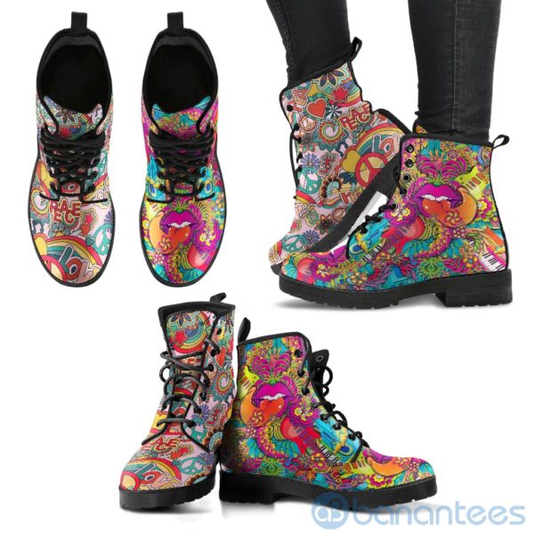 Hippie Lips Girl Leather Boots Product Photo