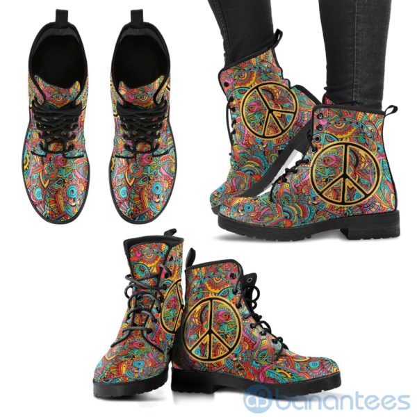 Hippie Peace Handcrafted Leather Boots Product Photo