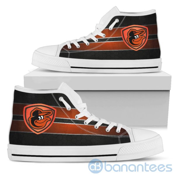 Horizontal Stripes Baltimore Orioles High Top Shoes Product Photo