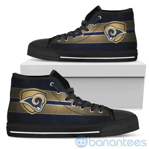 Horizontal Stripes Los Angeles Rams High Top Shoes Product Photo