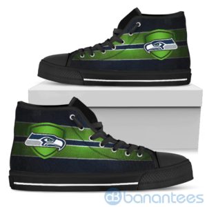 Horizontal Stripes Seattle Seahawks High Top Shoes Product Photo