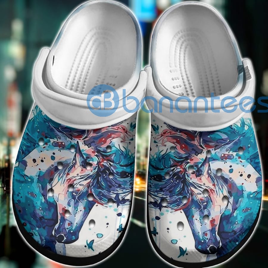 Horse Head Watercolor Clog Shoes For Men And Women