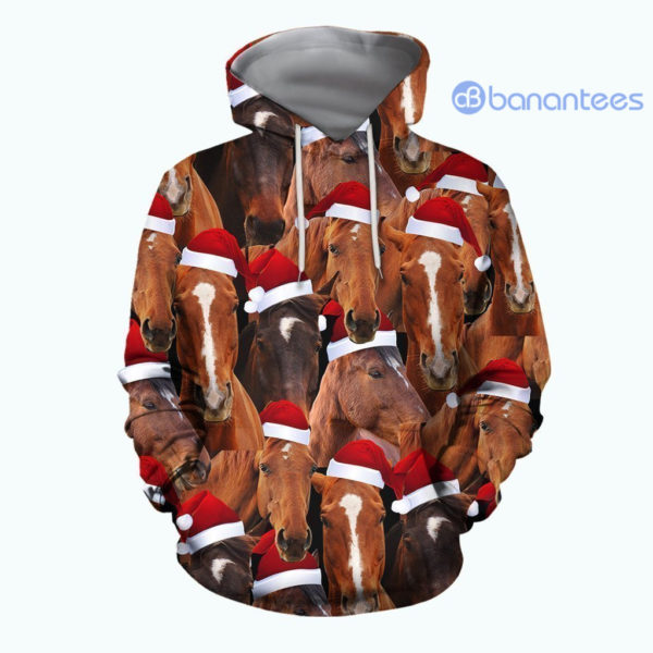 Horse Merry Christmas All Over Printed 3D Shirts - 3D Hoodie - Black