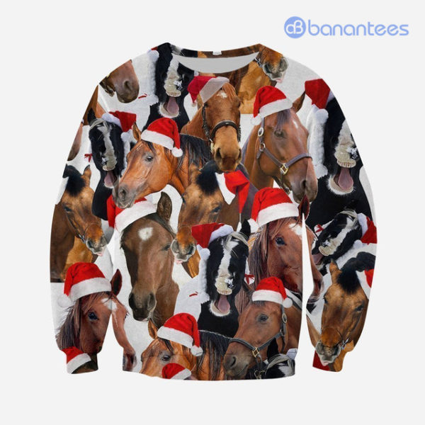 Horse Merry Christmas All Over Printed 3D Shirts - 3D Sweatshirt - Black