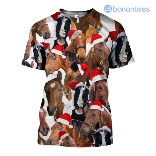 Horse Merry Christmas All Over Printed 3D Shirts - 3D T-Shirt - Black