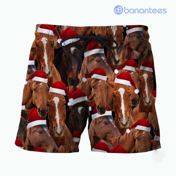 Horse Merry Christmas All Over Printed 3D Shirts - Short Pant - Black