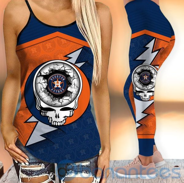 Houston Astros Leggings And Criss Cross Tank Top For Women Product Photo