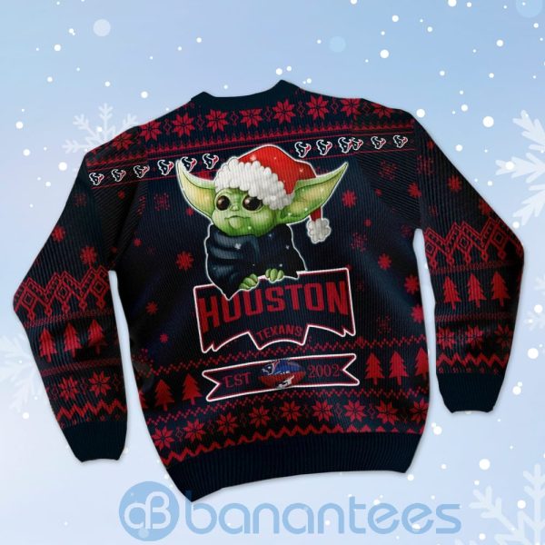 Houston Texans Cute Baby Yoda Grogu Ugly Christmas 3D Sweater Product Photo