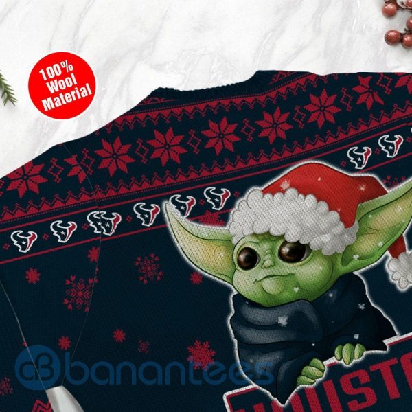 Houston Texans Cute Baby Yoda Grogu Ugly Christmas 3D Sweater Product Photo