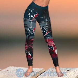 Houston Texans Sunset Leggings And Criss Cross Tank Top For Women Product Photo