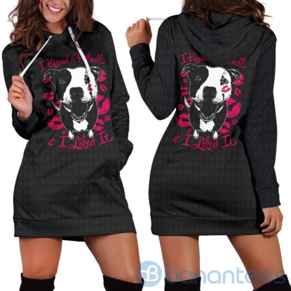 I Kissed a Pitbull Dog Lover Hoodie Dress For Women Product Photo