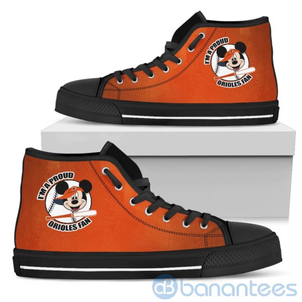 I'm A Proud Baltimore Orioles Fan Mickey Circle High Top Shoes Product Photo