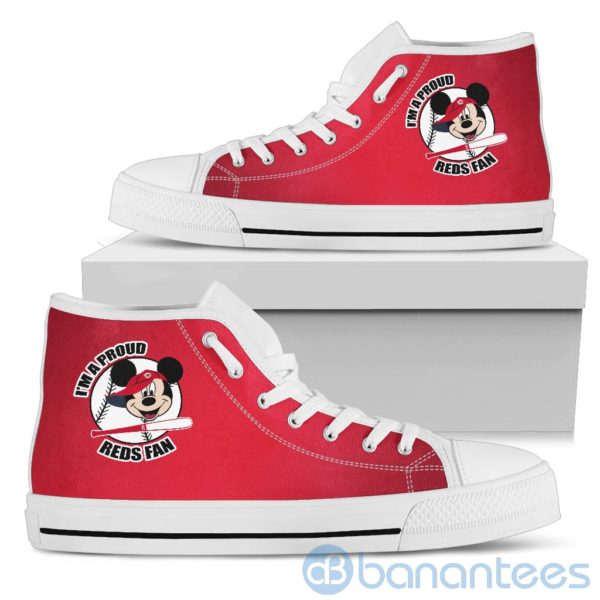 I'm A Proud Cincinnati Reds Fan Mickey Circle High Top Shoes Product Photo
